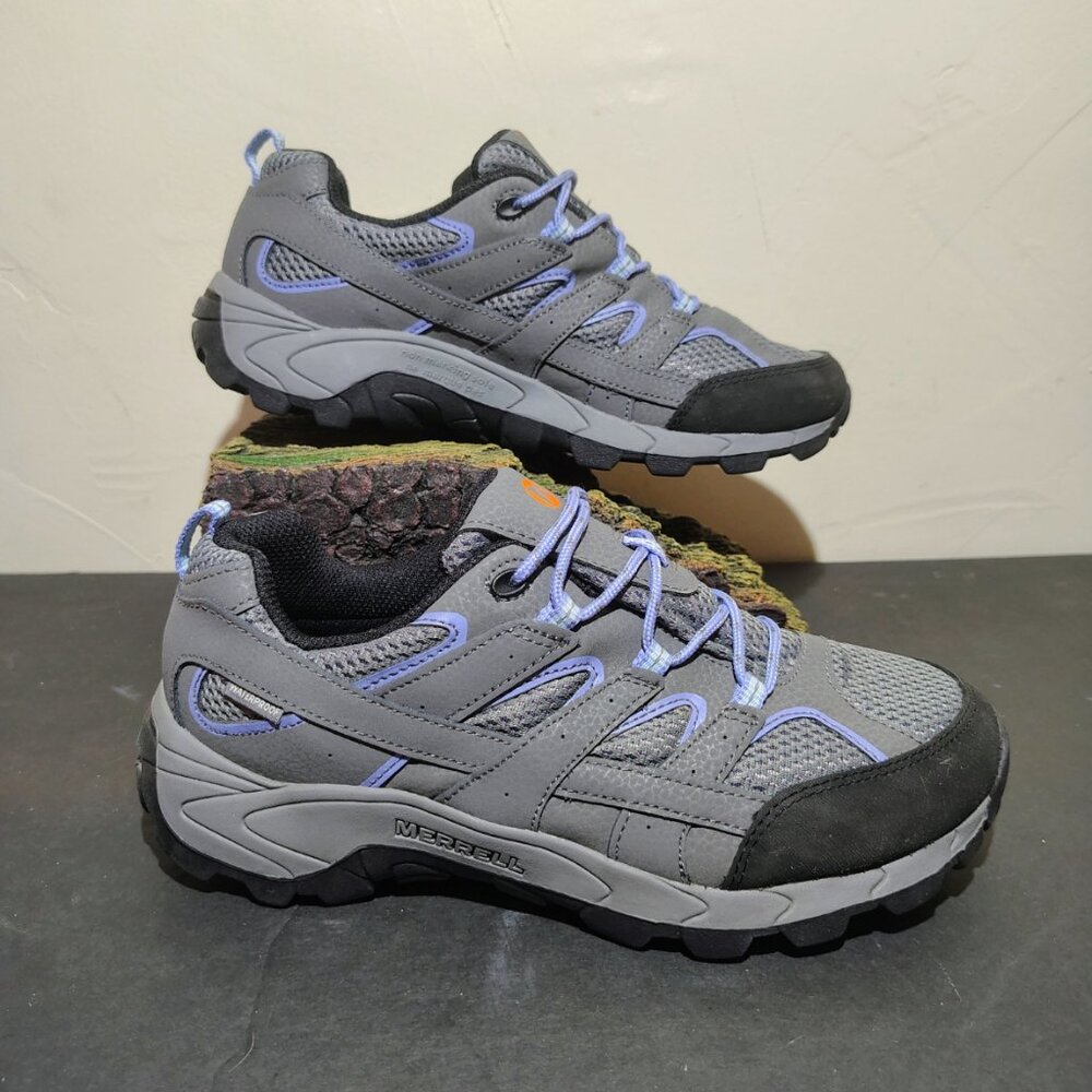 Merrell Gray and Light Purple Kids Hiking Shoes Boots